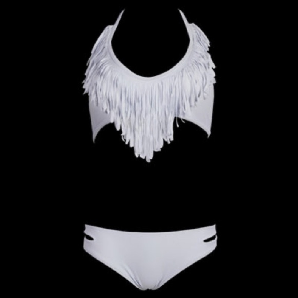 NWT White Fringe/Tassel Bikini